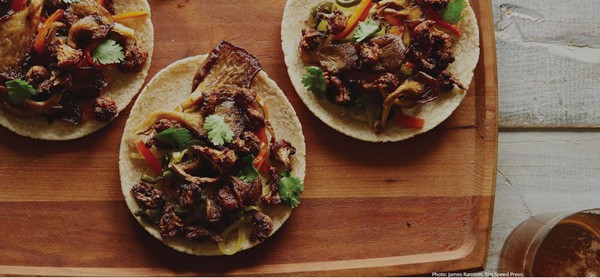 Cauliflower and oyster mushroom tacos