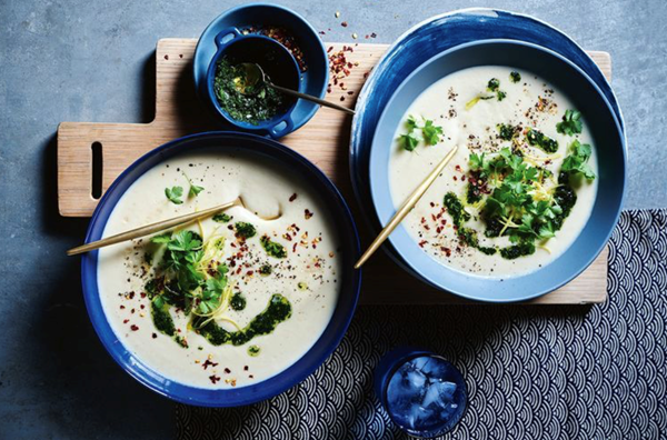Cauliflower and Parmesan soup with gremolata oil