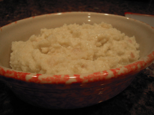 Cauliflower and parsnip puree with Calvados shallots