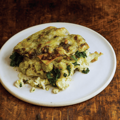 Cauliflower and spinach lasagna