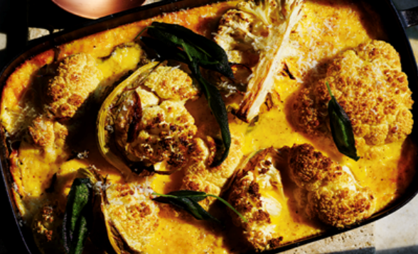 Cauliflower baked in Bûche D'Affinois custard