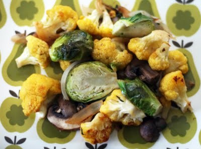 Cauliflower, Brussels sprouts & crimini sauté
