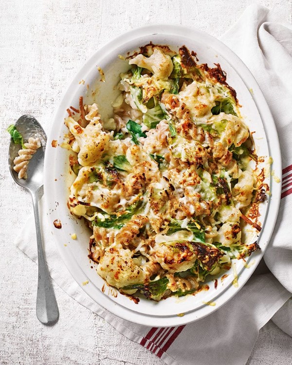 Cauliflower cheese and greens