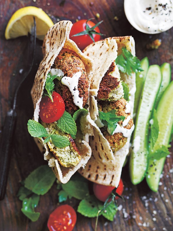 Cauliflower falafels with creamy tahini-yoghurt sauce