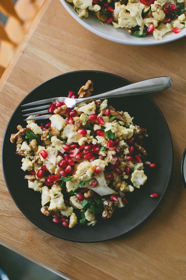 Cauliflower, fig & walnut salad with tahini dressing