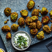 Cauliflower fritters with herb mayo