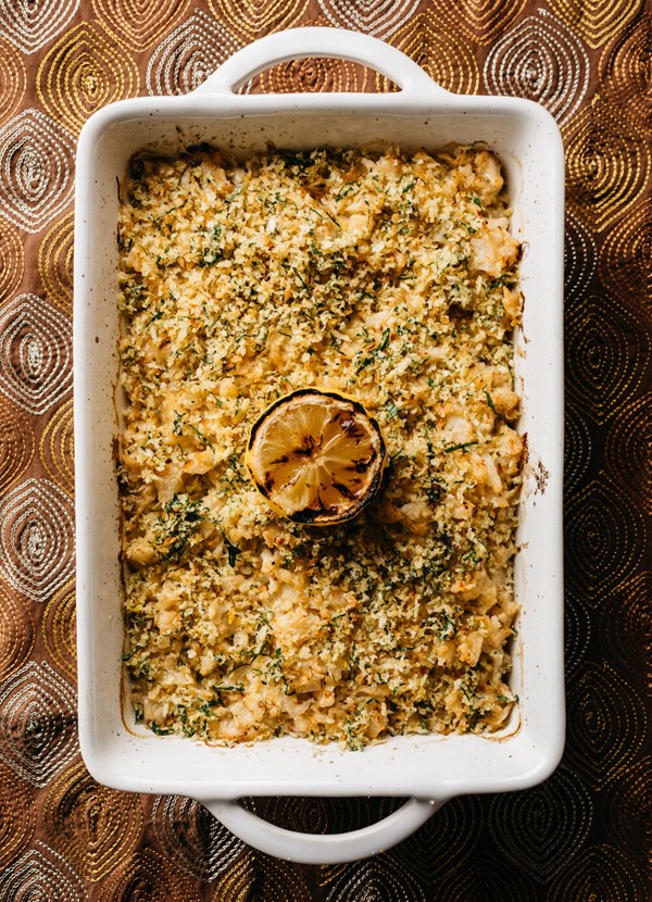 Cauliflower gratin with anchovy, garlic and gremolata