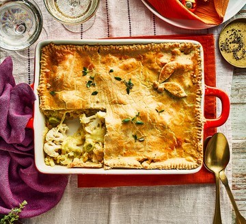 Cauliflower, leek & Cheddar pie with mustard & thyme pastry
