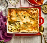 Cauliflower, leek & cheddar pie with mustard & thyme pastry