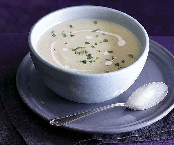 Cauliflower, pear, and fennel soup