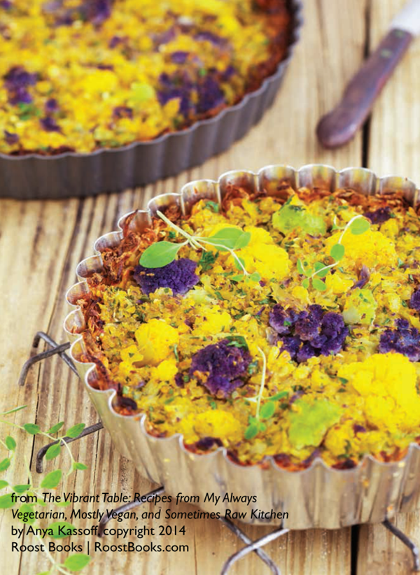 Cauliflower pie with a sweet potato crust