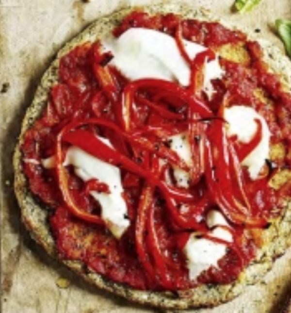 Cauliflower pizza four ways: cheese and pepper