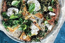 Cauliflower pizzas with mozzarella kale and lemon