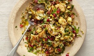 Cauliflower, pomegranate and pistachio salad