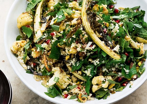 Cauliflower, pomegranate and pistachio salad 