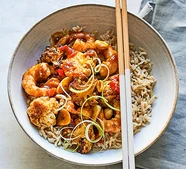 Cauliflower, prawn & peanut stir-fry