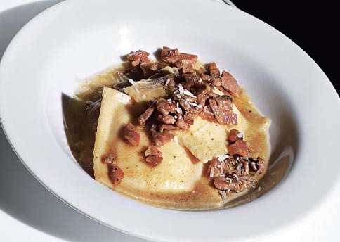 Cauliflower ravioli with guanciale
