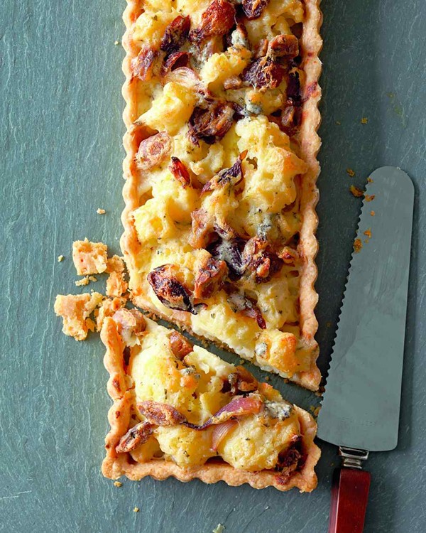 Cauliflower, red onion, and chestnut tart