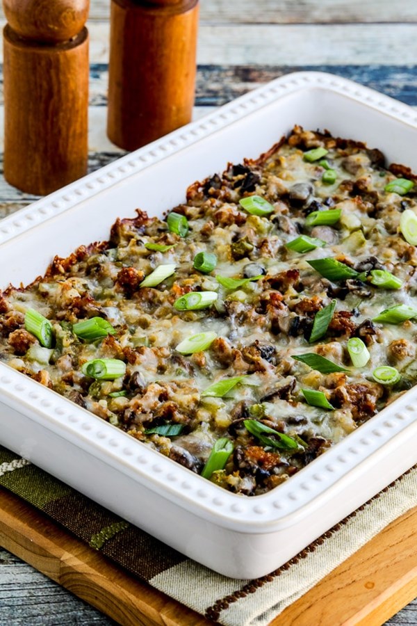 Cauliflower rice sausage casserole