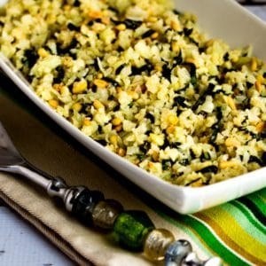 Cauliflower rice with basil, Parmesan, and pine nuts