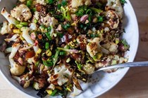 Cauliflower salad with dates and pistachios