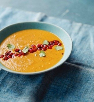 Cauliflower soup with pomegranate and coriander