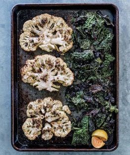 Cauliflower steaks with capers, anchovies & winter greens