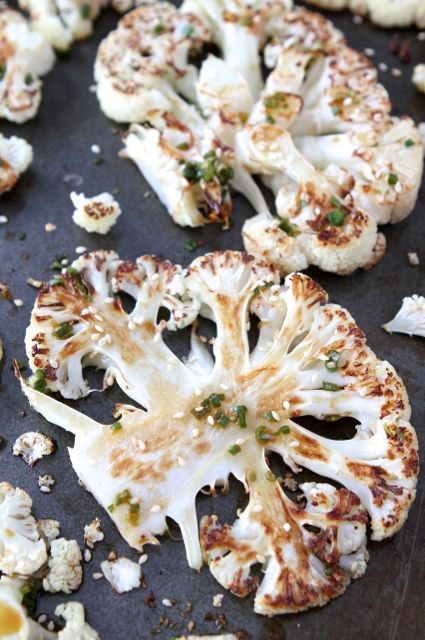 Cauliflower "steaks" with ginger-soy sauce