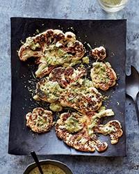 Cauliflower steaks with herb salsa verde