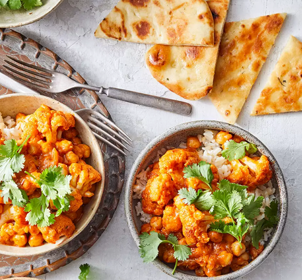 Cauliflower tikka masala with chickpeas