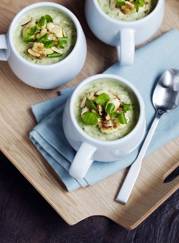 Cauliflower, watercress and blue cheese soup