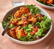 Cauliflower wings & zesty lentil salad