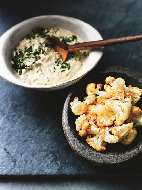 Cauliflower with green tahini