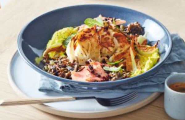 Cauliflower with pepitas and turmeric labneh