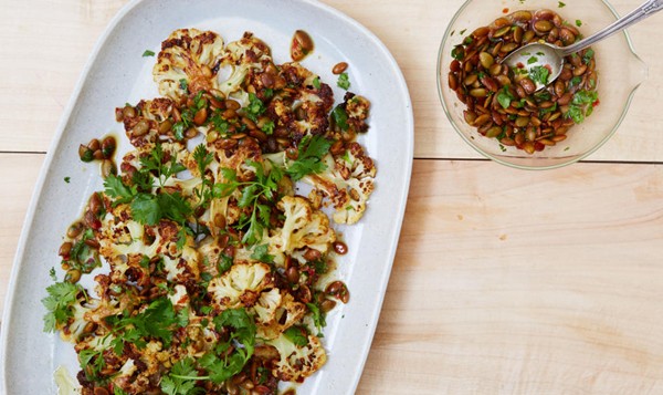 Cauliflower with pumpkin seeds, brown butter, and lime