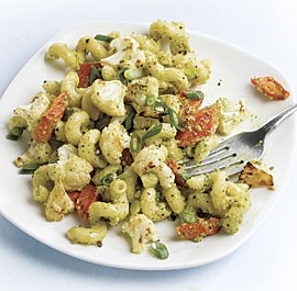 Cavatappi with cilantro-pistachio pesto