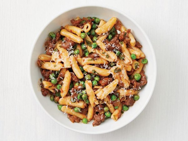 Cavatelli with sausage and peas
