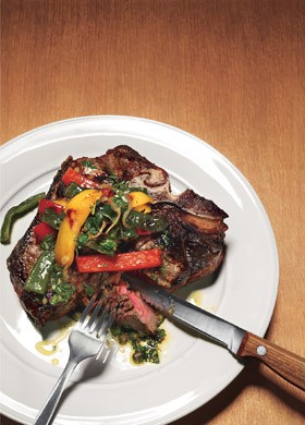 Caveman porterhouse with poblano pan-fry