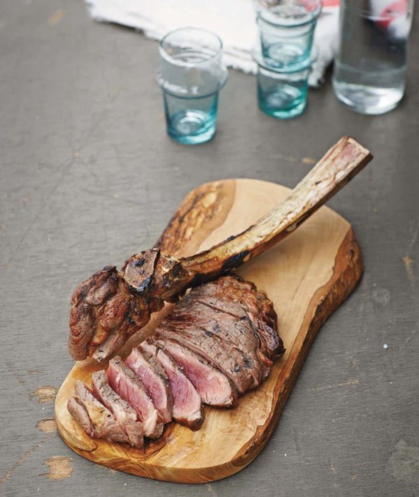 Caveman-style tomahawk steak