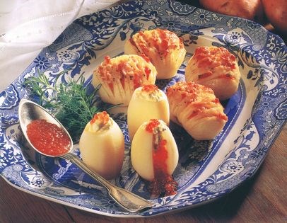 Caviar-filled potatoes