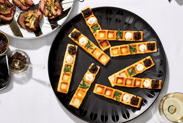 Caviar waffle bites