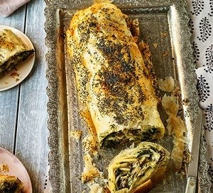 Cavolo nero, mushroom, potato & mozzarella strudel 