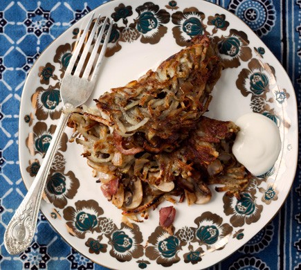 Cecylia Roznowska's potato pancakes stuffed with bacon, mushrooms, and onion