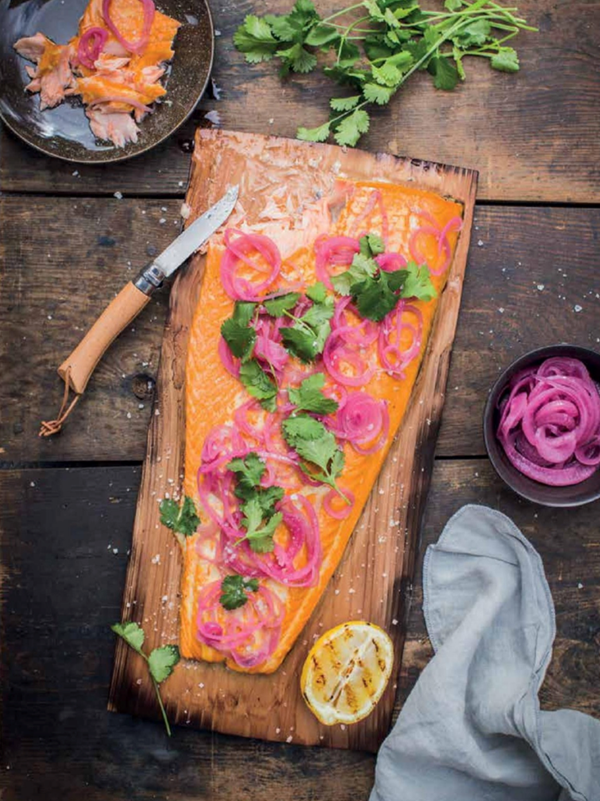 Cedar plank salmon fillet