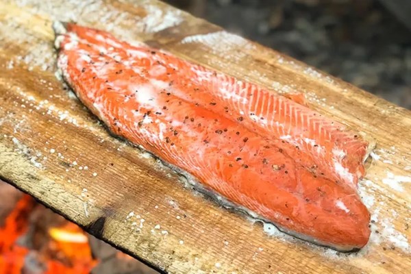 Cedar plank salmon over fire [MeatEater]