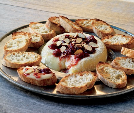 Cedar planked Brie with cherry chutney and toasted almonds