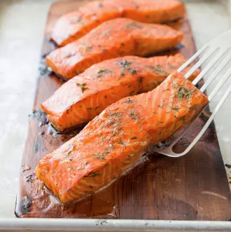 Cedar-planked salmon