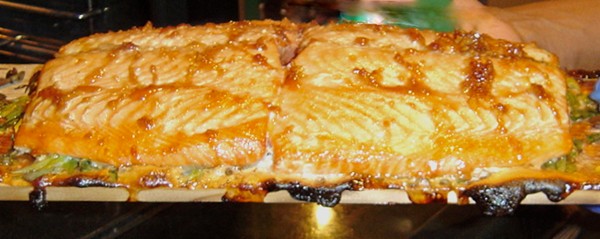 Cedar-planked salmon
