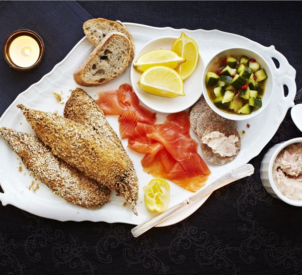 Celebration fish platter with spiced cucumber salad 