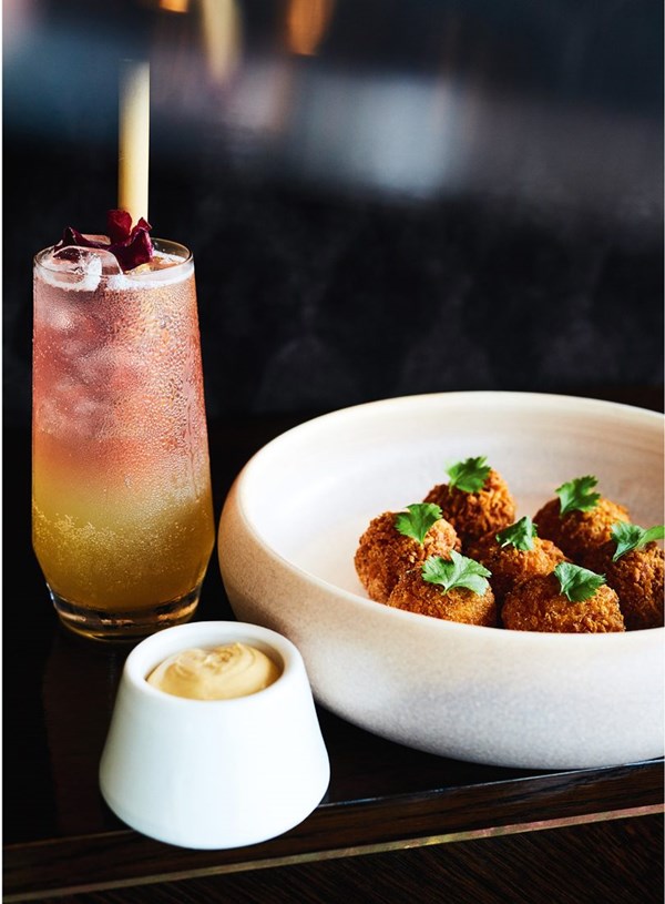 Celeriac & golden kumara croquette with pistachio hummus